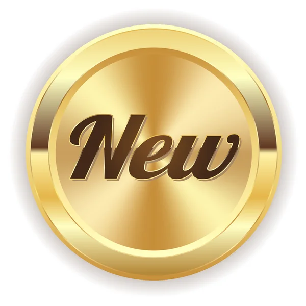 Gold new button — Stock Vector