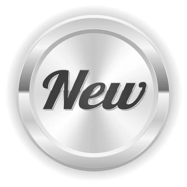 Silver new button — Stock Vector