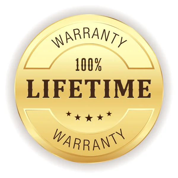Gold lifetime warranty button — Stock Vector