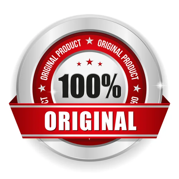 Rode honderd procent originele badge — Stockvector