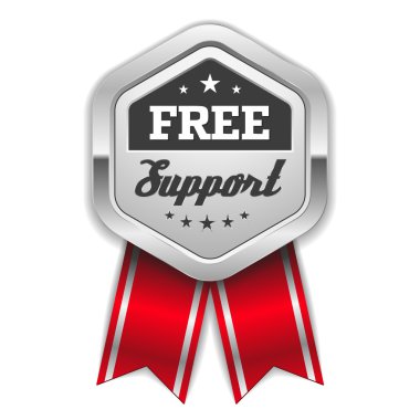 Silver free support badge clipart