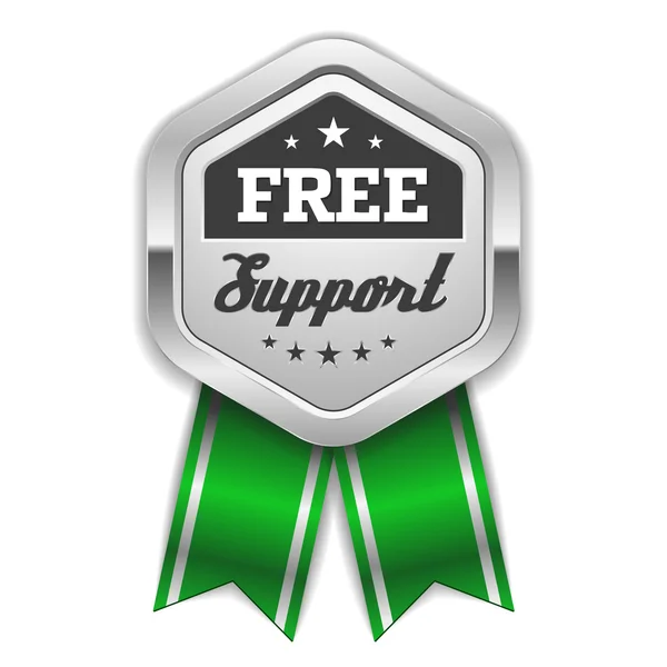 Zilveren gratis ondersteuning badge — Stockvector