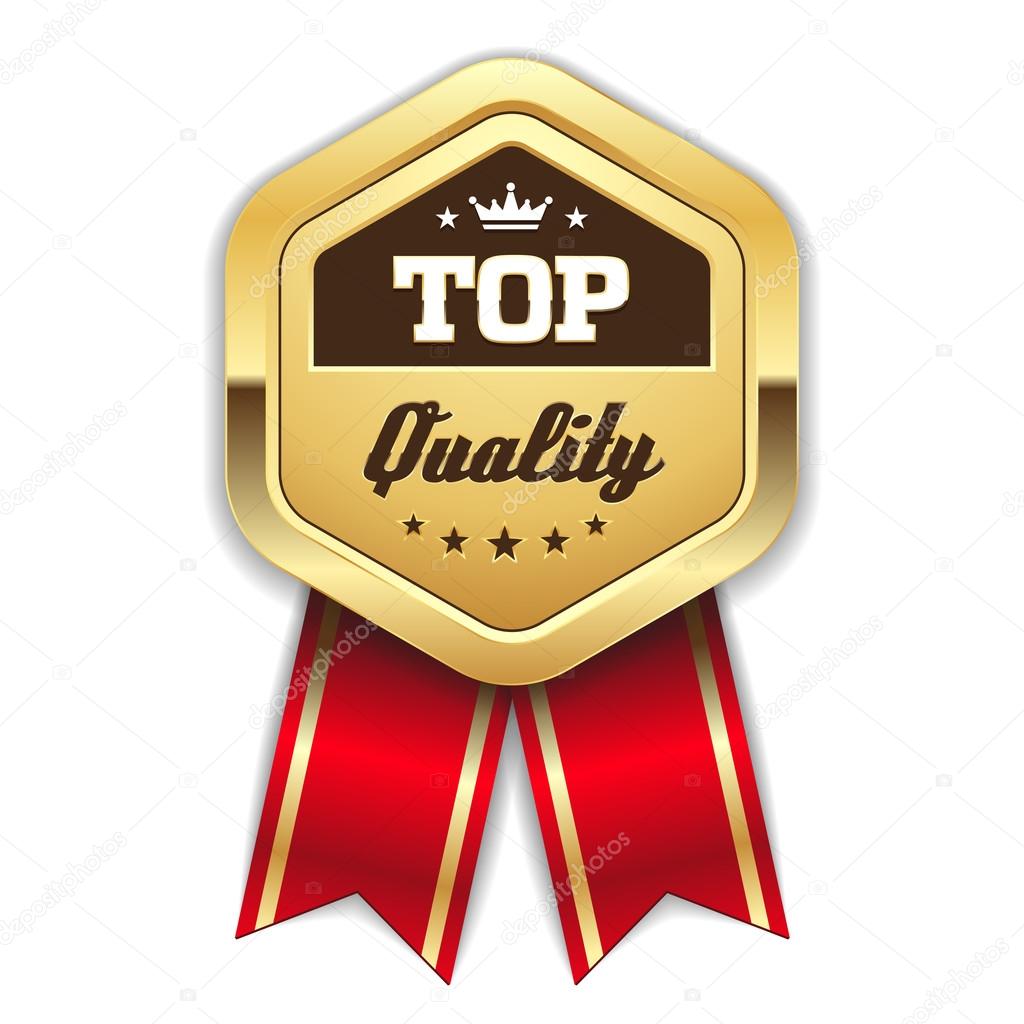 Gold top quality badge