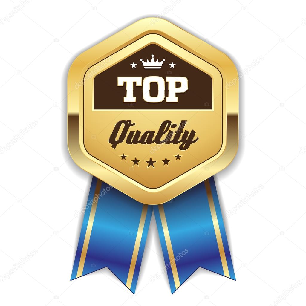 Gold top quality badge