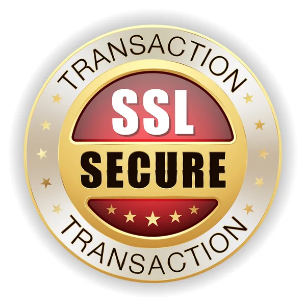 Red ssl secure transaction badge — Stock Vector