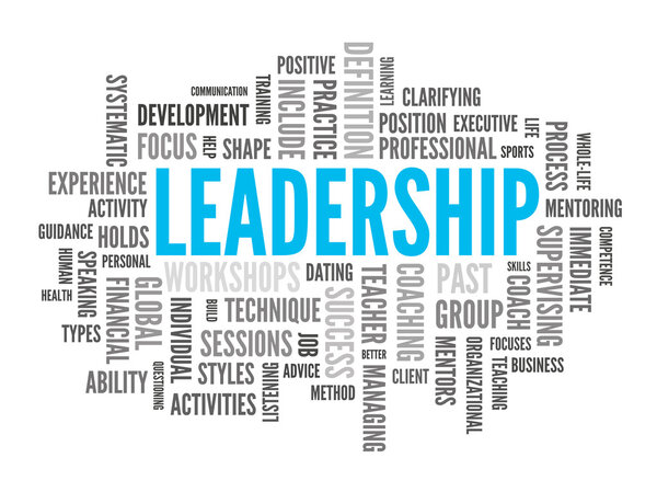 Blue and grey leadership word-cloud