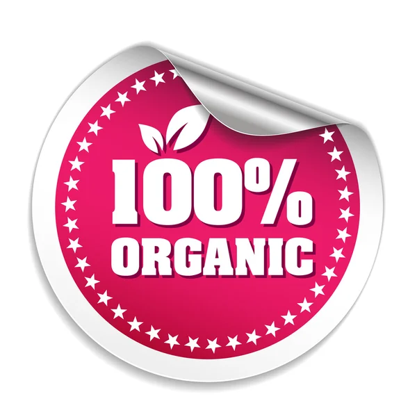 Etiqueta 100% orgânica rosa — Vetor de Stock