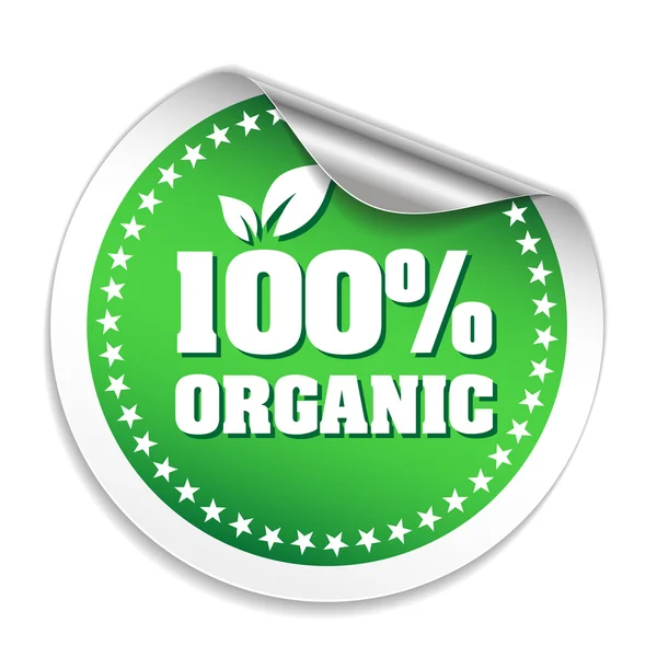 Green 100 percent organic sticker — Stock Vector