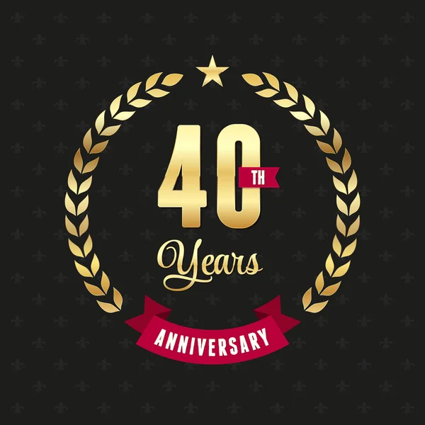40 años de corona de laurel aniversario — Vector de stock