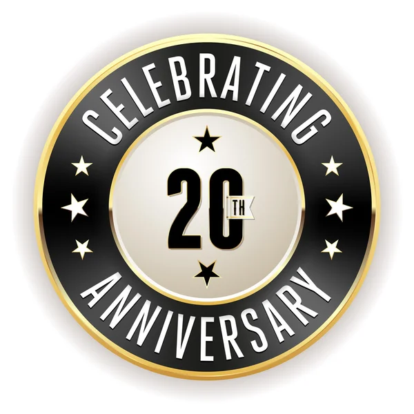 Badge 20e anniversaire noir — Image vectorielle