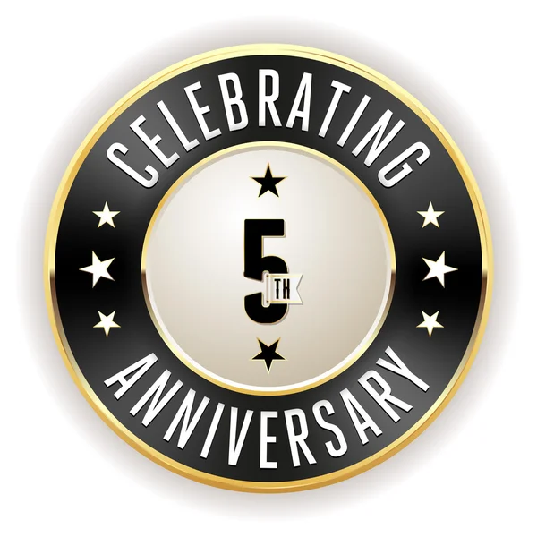 5e verjaardag badge zwart — Stockvector