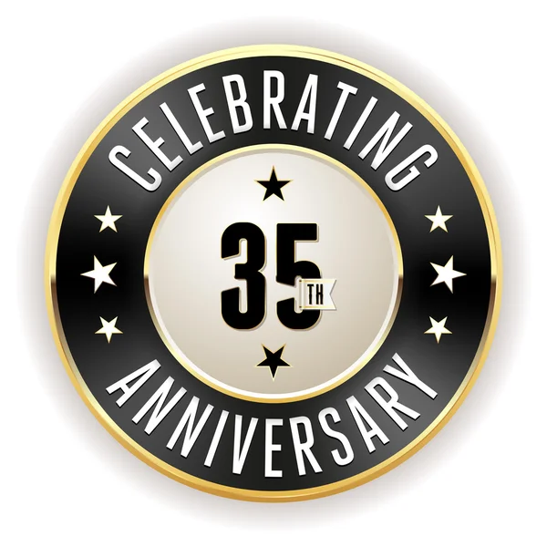黒の 35 周年記念バッジ — ストックベクタ