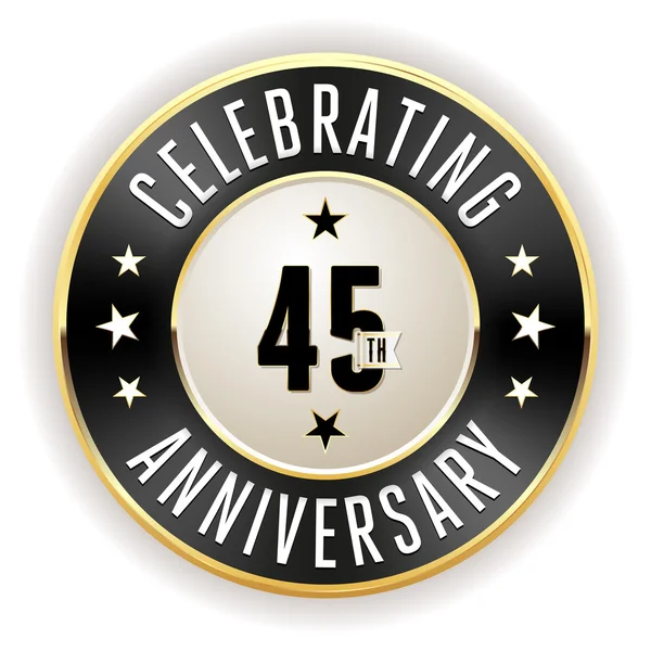 黒の 45 周年記念バッジ — ストックベクタ
