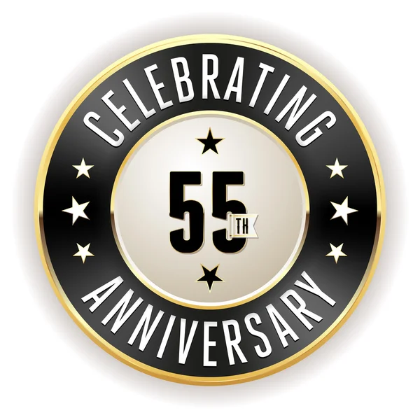 Černá 55 výročí odznak — Stockový vektor