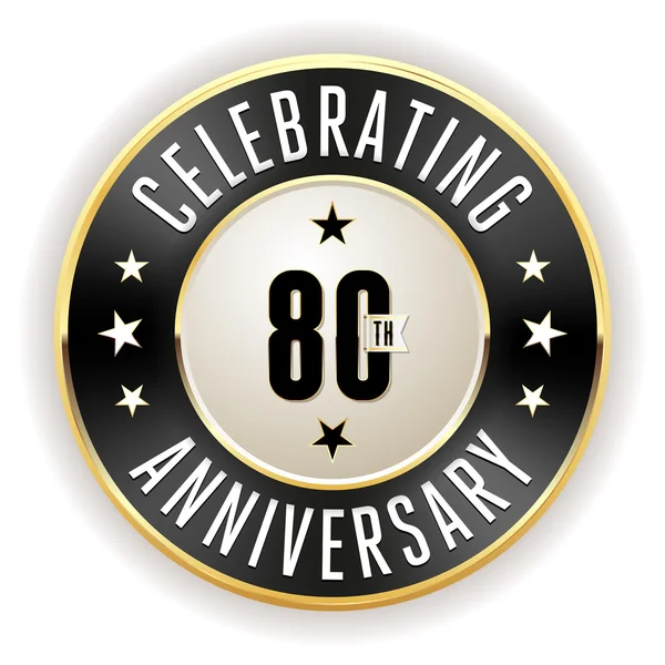 黒の 80 周年記念バッジ — ストックベクタ
