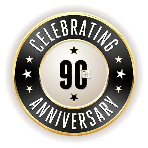 Badge 90e anniversaire noir — Image vectorielle