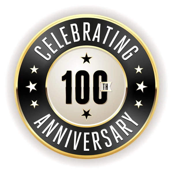 100e verjaardag badge zwart — Stockvector