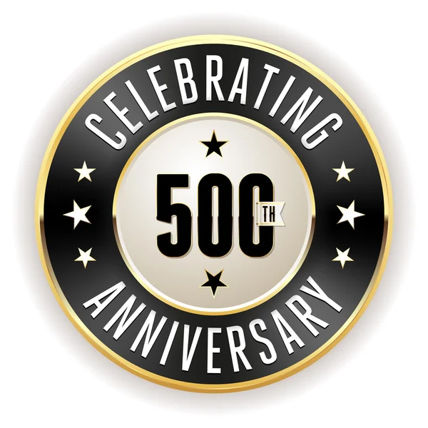Distintivo de aniversário preto 500th — Vetor de Stock