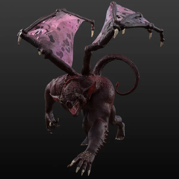 Rendering Illustrazione Della Pietra Carne Rossa Rosa Gargoyle Fantasy Creature — Foto Stock