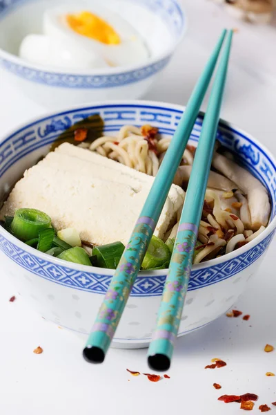 Asian soup ramen with feta cheese — Stock Photo, Image