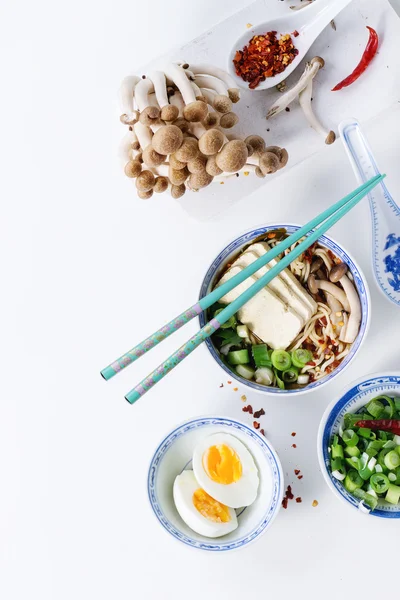 Asian soup ramen with feta cheese — Stock Image Asian soup ramen with feta cheese Stock Photo