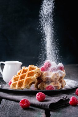 Ahududu ile Belçika waffle
