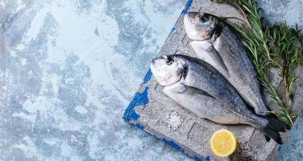 Raw bream fish with herbs — Stock Photo, Image