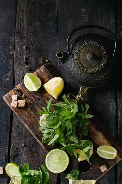 Ingredienti per il tè verde freddo — Foto Stock