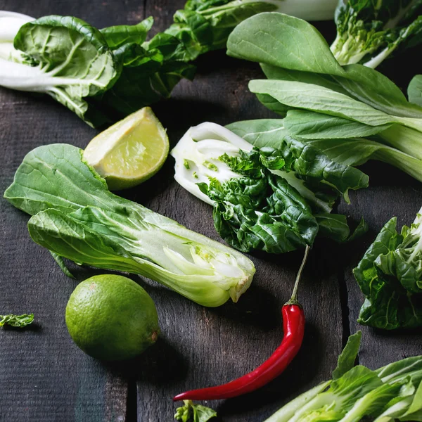 Assortment of raw bok choy — Stock Photo, Image