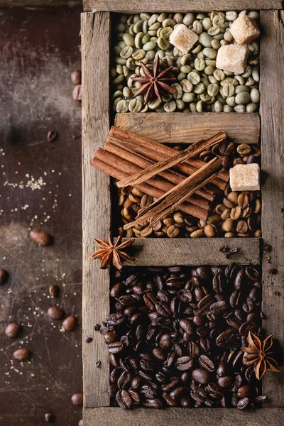 Variation von Kaffeebohnen — Stockfoto