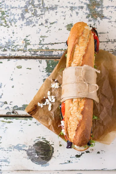 Sanduíche de baguete vegetariano — Fotografia de Stock