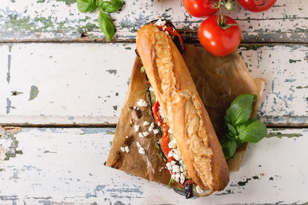 Sanduíche de baguete vegetariano — Fotografia de Stock