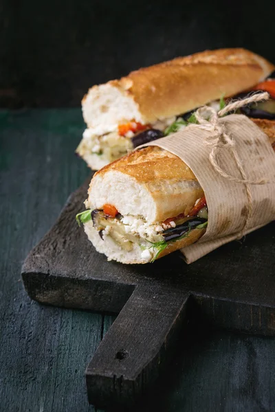 Sanduíche de baguete vegetariano — Fotografia de Stock