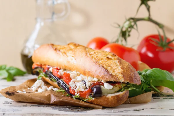 Vegetarisches Baguette-Sandwich Stockbild