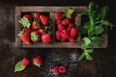 Taze meyveleri ve nane