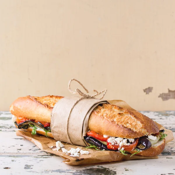 Panino vegetariano baguette — Foto Stock