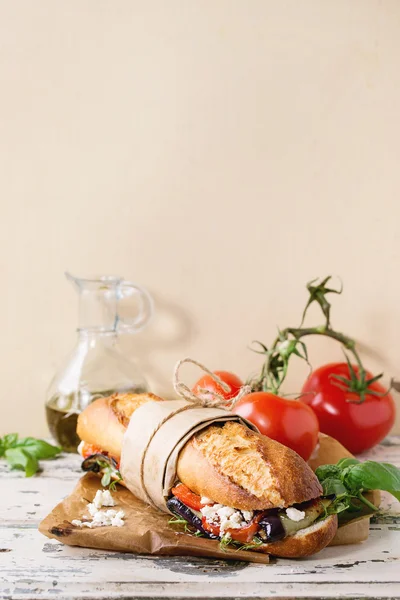 Vegetáriánus baguette szendvics — Stock Fotó