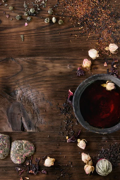 Asortyment herbaty jako tło — Zdjęcie stockowe