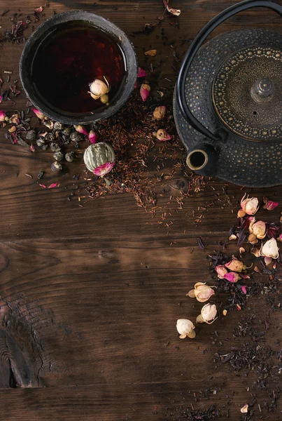 Asortyment herbaty jako tło — Zdjęcie stockowe