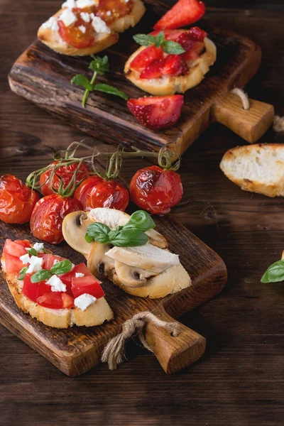 Various of bruschetta — Stock Photo, Image