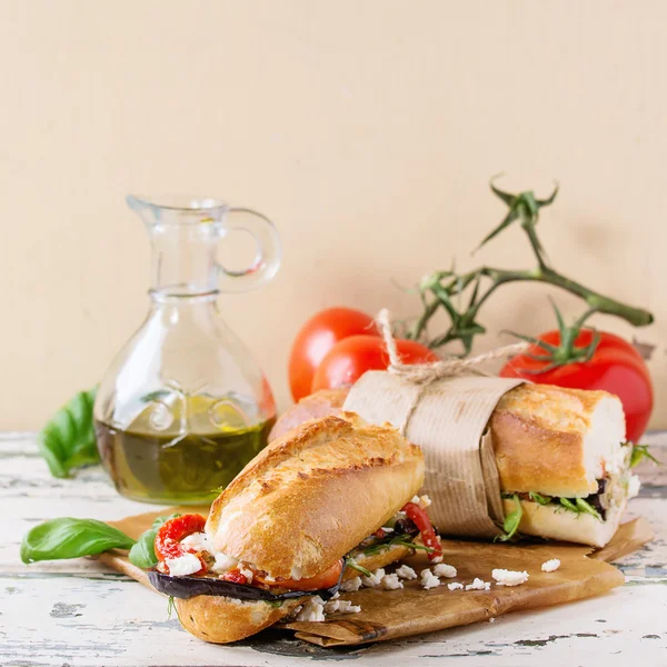 Vegetarian baguette sandwich — Stock Photo, Image