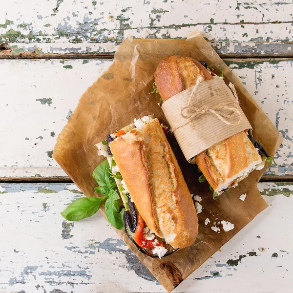 Panino vegetariano baguette — Foto Stock