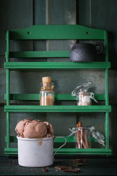 Mug with chocolate ice cream — Stock Photo, Image