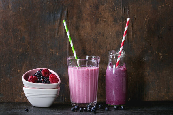 Homemade blueberry and raspberry smoothie
