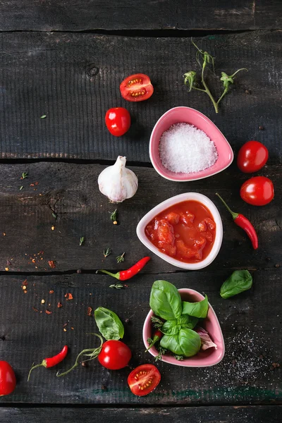 Ingredienser för att göra ketchup — Stockfoto