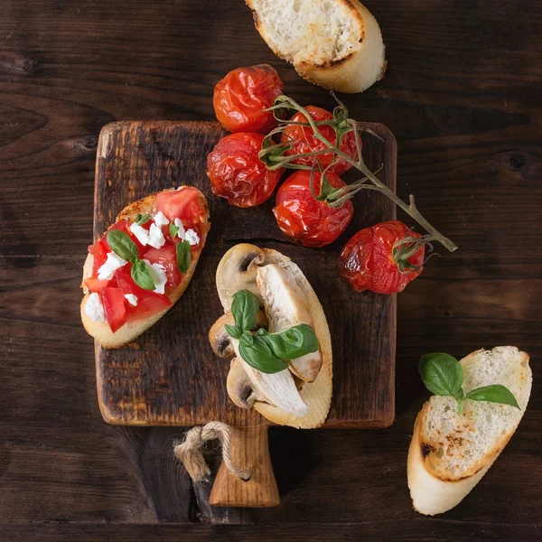 Bruschetta çeşitli — Stok fotoğraf