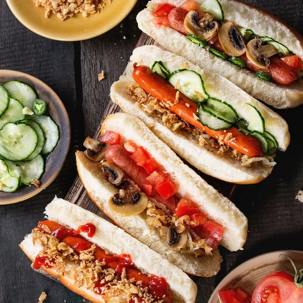 Surtido de hot dogs caseros — Foto de Stock