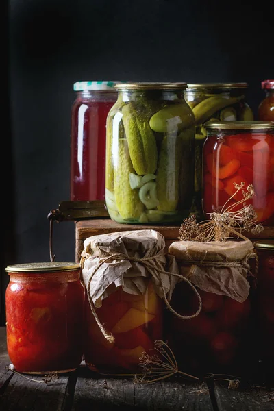 Assortment of preserved food