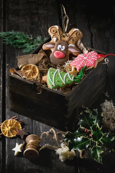 クリスマスの手作りパターン gingerbreads — ストック写真