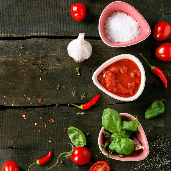 Ingredienser för att göra ketchup — Stockfoto